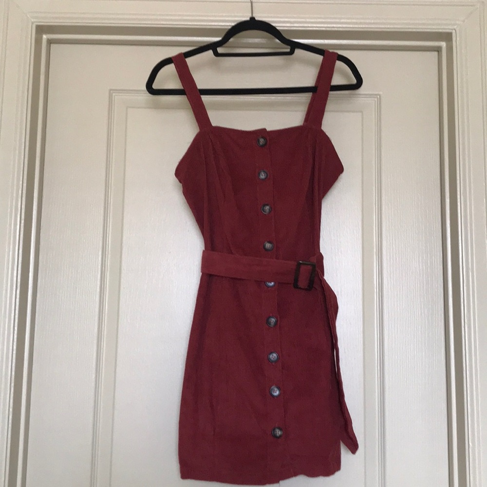 Dark red corduroy dress
